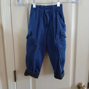 Rare 80s 90s Vintage Tow Away Zone Blue 100% Cotton Cargo Pants 3T Streetwear